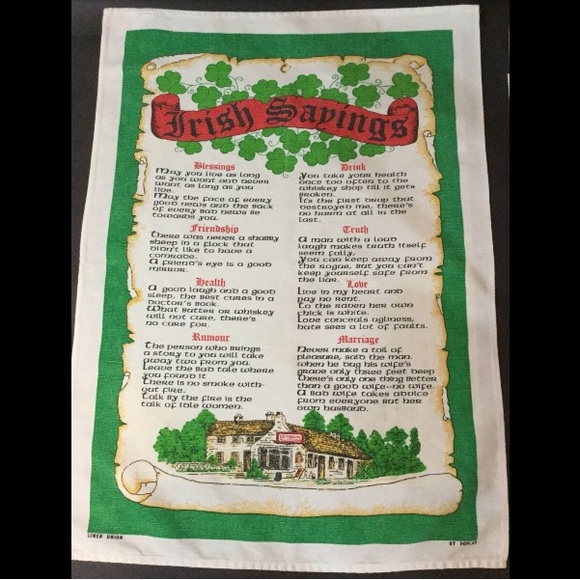 Vintage Irish Sayings tea towel collectible linen cotton retro kitchen - Picture 5 of 14